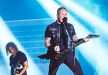 Kirk Hammett (Left) and James Hetfield (Right) of Metallica performs onstage at Zilker Park during Austin City Limits 2018 Weekend One.AUSTIN^ TX / USA - OCTOBER 5th^ 2018: