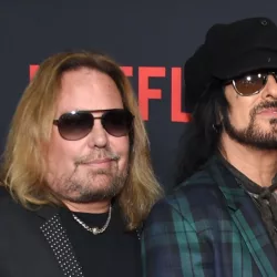 Motley Crue's Vince Neil^ Nikki Sixx at the Netflix 'The Dirt' Premiere on March 18^ 2019 in Hollywood^ CA