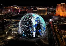 Las Vegas^ Nevada^ United States - 12.1.2023 - Las Vegas Sphere At Nevada In Las Vegas United States. Editorial Special Selection. Famous Night Landscape.