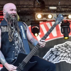 Bass guitarist Chris Kael of Five Finger Death Punch during performance at festival Rock for People in Hradec Kralove^ Czech republic^ July 4^ 2016.