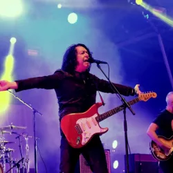 Roland Orzabal and Curt Smith with British New Wave band Tears for Fears performing at Camp Bestival^ Lulworth^ Dorset^ July 31st 2016 in Dorset^ UK