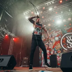 Scott Kennedy^ singer of Bleed From Within. performing on stage at MetalDays Festival in Tolmin^ Slovenia. METALDAYS^ Tolmin^ Slovenia - July 22nd 2019