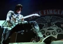 Five Finger Death Punch (5FDP)^ heavy metal band^ performs at Pavello Olimpic de Badalona stage on November 25^ 2013 in Barcelona^ Spain.