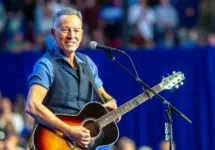Bruce Springsteen performs on stage at the Liacouras Center in Philadelphia. October 28^ 2024.