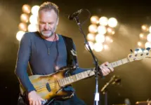 Sting performs on-stage at the Sleep Train Amphitheater in Marysville^ CA with The Police in their North American Reunion Tour Sacramento^ CA - July 17^ 2008