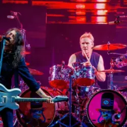 Frontman Dave Grohl^ drummer Josh Freese. Concert of Foo Fighters 07 July 2024. Rock Werchter Belgium