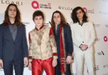 Sam Kiszka^ Josh Kiszka^ Jake Kiszka^ Danny Wagner^ Greta Van Fleet at the 2018 Elton John Oscar Viewing Party at the West Hollywood Park on March 4^ 2018 in West Hollywood^ CA
