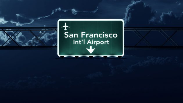 san-francisco-usa-airport-highway-sign-at-night-3d-illustration