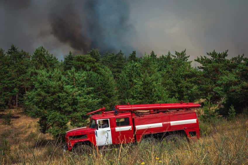 fire-truck-to-put-out-a-forest-fire-firefighters-to-extinguish-the-fire
