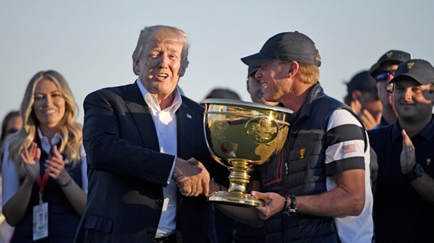 Trump dedicates golf trophy to hurricane victims amid controversy over  response - ABC News