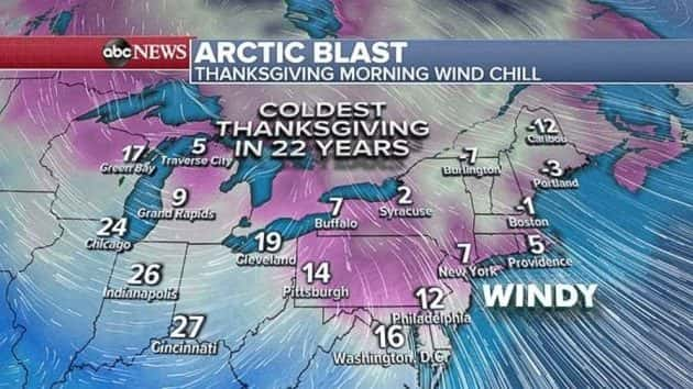 Arctic Blast Producing Coldest Thanksgiving In Decades | KSRO