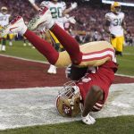 NFC Championship Packers 49ers Football: San Francisco 49ers running back Raheem Mostert (31) scores against the Green Bay Packers during the first half of the NFL NFC Championship football game Sunday, Jan. 19, 2020, in Santa Clara, Calif. (AP Photo/Tony Avelar)