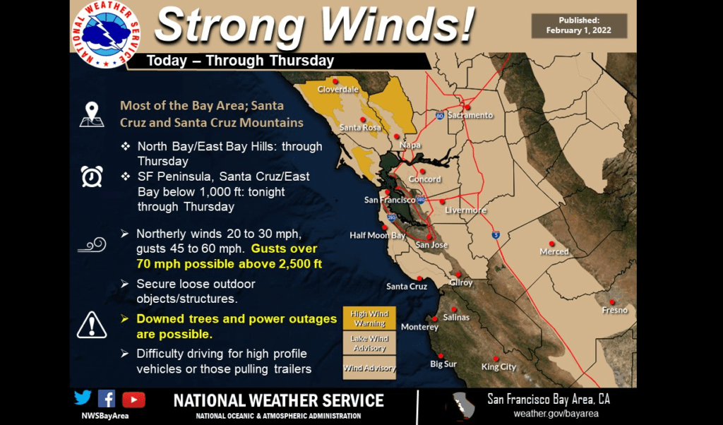High Winds For Bay Area Through Thursday Morning - Vimarsana News