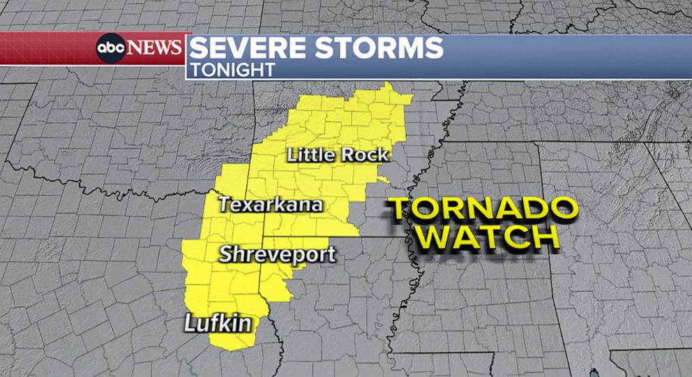 Tornado watch in effect for parts of Texas and Louisiana, thunderstorms to develop KSRO