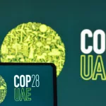 Image of the 2023 COP28 UAE conference in Expo City Dubai logo. COP28