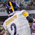 Mason Rudolph (#2) QB Pittsburgh Steelers being sacked by Jacksonville Jaguars; August 20 2022