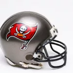 Tampa Bay Buccaneers helmet in Super Bowl LV^ on white background.