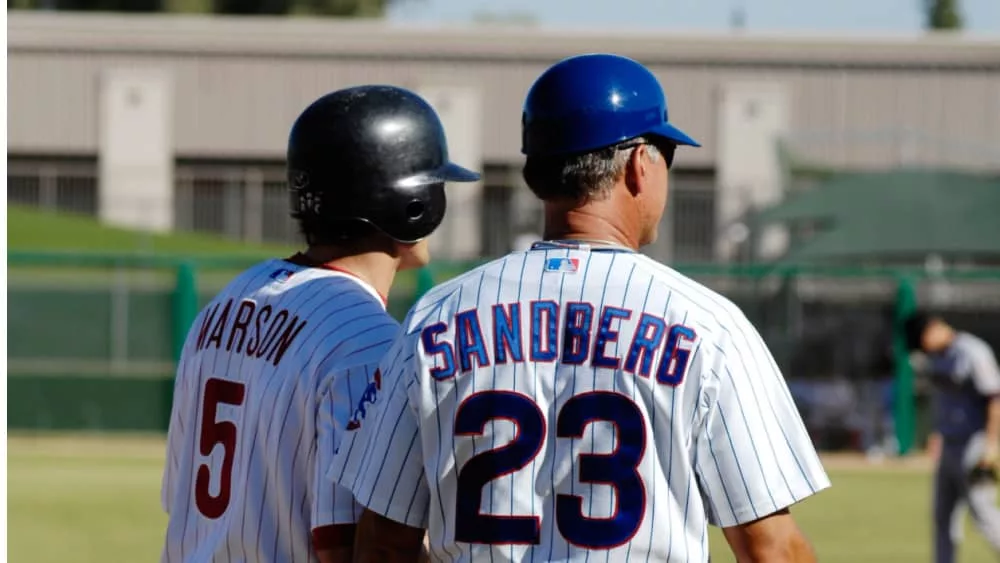 Baseball Hall of Famer Ryne Sandberg in the Arizona Fall League game with the Scottsdale Scorpions on November 20^ 2008 in Mesa^ Arizona