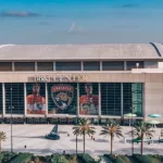 Aerial view on BB&T Center indoor arena and home for the Florida Panthers NHL hockey team. Sunrise^ Florida/USA