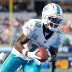 Miami Dolphins wide receiver Tyreek Hill (10) in actions during an NFL football game against the Los Angeles Chargers^ Sept. 10^ 2023^ in Inglewood^ Calif.