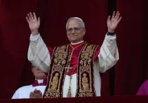 Pope Leo XIV -- American Cardinal Robert Francis Prevost -- is the successor to Pope Francis. He is shown on the central balcony of St. Peter's Basilica in Rome^ Italy; 5/8/2025