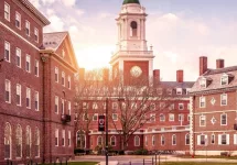 View of the architecture of the famous Harvard University in Cambridge^ Massachusetts. Cambridge^ MA^ USA - March 15^ 2024