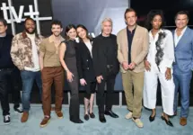 Bill Lawrence^ Luke Tennie^ Michael Urie^ Lukita Maxwell^ Christa Miller^ Harrison Ford^ Jason Segel^ Jessica Williams and Ted McGinley Apple TV+’s ‘Shrinking’ FYC May 18^ 2025