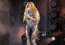 Shakira performs on stage during 2025 Global Citizen Festival at Central Park's Great Lawn in New York^ NY on September 27^ 2025