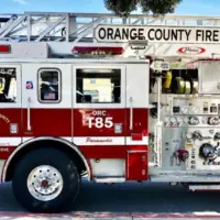 Orange County Fire Authority paramedic truck parked alongside the road. Seal Beach^ California USA SEAL BEACH CALIFORNIA - FEB. 27^ 2022