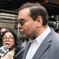 Congressman George Santos attends pro-Trump supporters rally at New York criminal court on April 4^ 2023