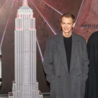 Hayden Christensen attends a Star Wars-themed media event at the Empire State Building on March 21^ 2024.