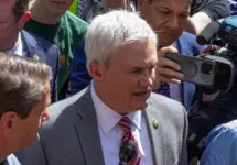 Republican member of the House of Representatives James Comer visited the tent camp on the George Washington University GWU^ DC^ USA - May 1st^ 2024