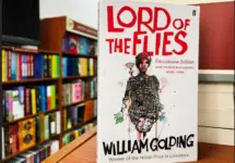 Cover of William Golding's Lord of the Flies educational edition in a library Lviv^ Ukraine - February 20^ 2025