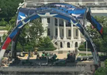 Construction of an Octagon set for the UFC Freedom 250 event scheduled for June 14^ 2026^ continues on the White House South Lawn. WASHINGTON^ DC - May 31^ 2026