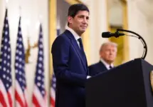 Federal Reserve Chair Kevin Warsh delivers remarks at his swearing-in ceremony in the East Room of the White House^ Friday^ May 22^ 2026.