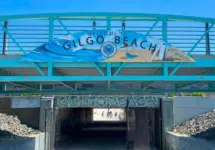 Tunnel under Ocean Parkway to enter Gilgo Beach and the Atlantic Ocean. Babylon^ New York^ USA - 14 May 2023
