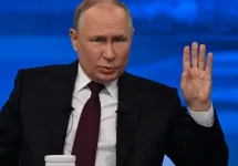 Russian President Vladimir Putin speaks at his annual press conference. Moscow^ Russia 14.12.2023.