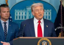 Washington DC^ United States^ August 11 2025: President Donald Trump holds a press briefing with Defense Secretary Pete Hegseth
