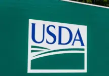 'USDA' logo/sign. The US Department of Agriculture is responsible for laws related to farming^ forestry^ and food Peru - Circa August 2018: USDA Service Center