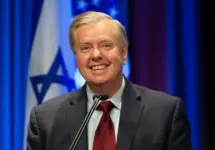 US Senator Lindsey Graham speaks during 7th Annual Jerusalem Post Conference at Marriott Marquis Hotel New York^ NY - April 29^ 2018