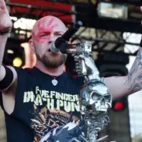 Singer Ivan Moody of Five Finger Death Punch during performance at festival Rock for People in Hradec Kralove^ Czech republic^ July 4^ 2016.