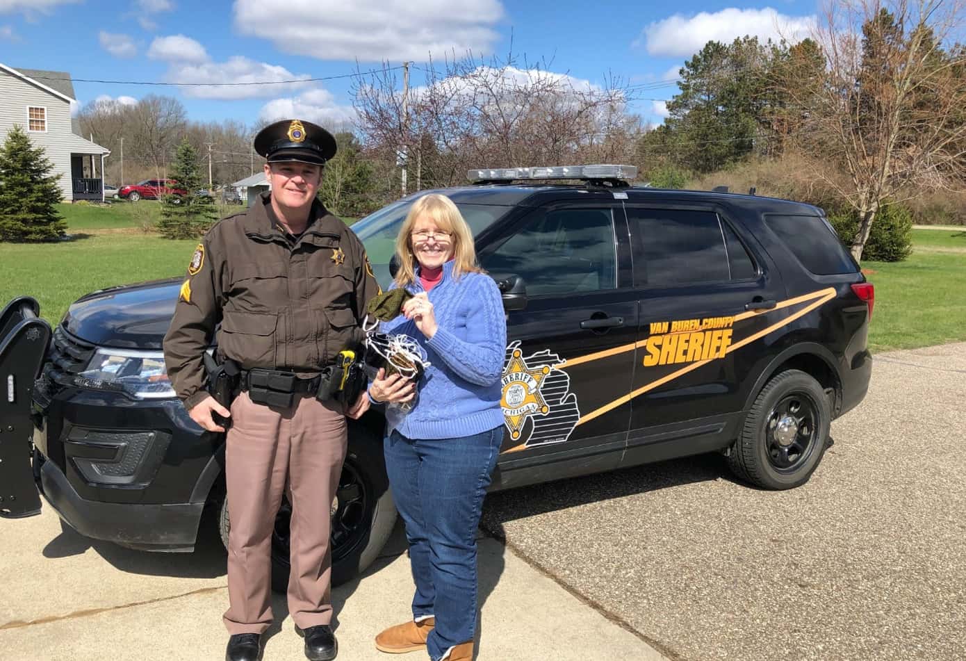 Paw Paw Seamstress Donates Reusable Masks to VB Sheriff's Team Moody