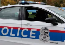 October 13^ 2020 Columbus Police Vehicle as Vice President Mike Pence motorcade passes by.