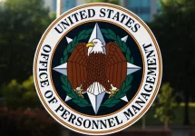 Emblem on the door of the Office of Personnel Management (OPM) in Washington^ DC. OPM manages the civil service of the federal government.