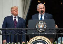 President Donald Trump and Prime Minister Benjamin Netanyahu attend the signing ceremony of the Abraham Accords at the White House in Washington^ DC. Washington DC^ USA - September 15^ 2020: