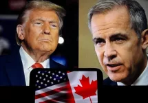 Image of Donald Trump and Mark Carney the new Canadian prime minister Toronto^ Canada - March 9^ 2025
