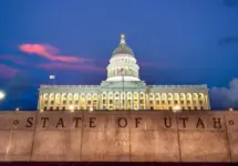 Utah State Capitol building in Salt Lake City in Utah USA at sunset