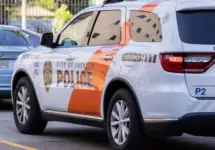 City of Jackson Police cruiser patrols the streets of downtown Jackson. Jackson^ Mississippi^ USA - April 23^ 2024