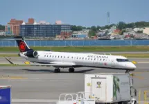 Air Canada Express plane seen at the tarmac of LaGuardia International Airport. LaGuardia Airport^ New York^ USA - August 8^ 2025
