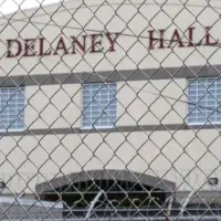Delaney Hall is a secure detention facility near Newark Airport used by the U.S. Department of Homeland Security to hold illegal aliens awaiting deportation hearings. Newark^ NJ^ USA - Oct. 23^ 2025